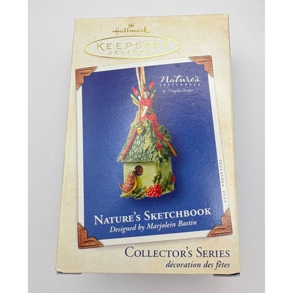 Hallmark Birdhouse Christmas Ornament Natures Sketchbook Marjolein Bastin - Picture 3 of 11